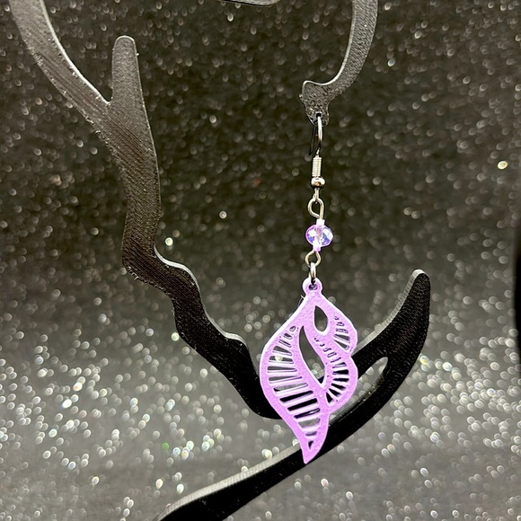 Purple Leaf Earrings - Picture 4 of 6
